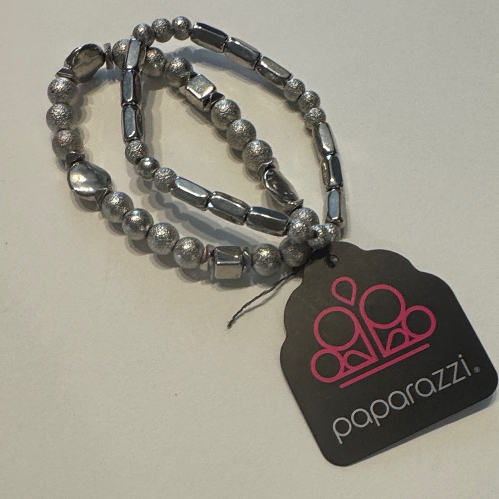Paparazzi Silver Beaded Bracelet Set